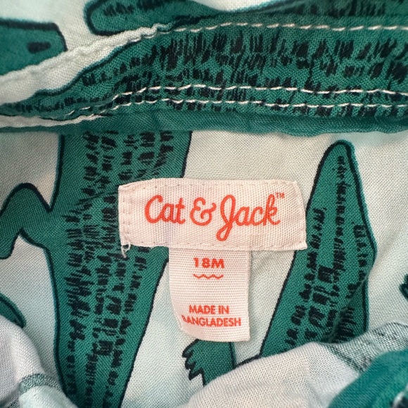Cat & Jack Baby Boys' Alligator Challis Short Sleeve Button Down Shirt 18 M - Picture 5 of 6